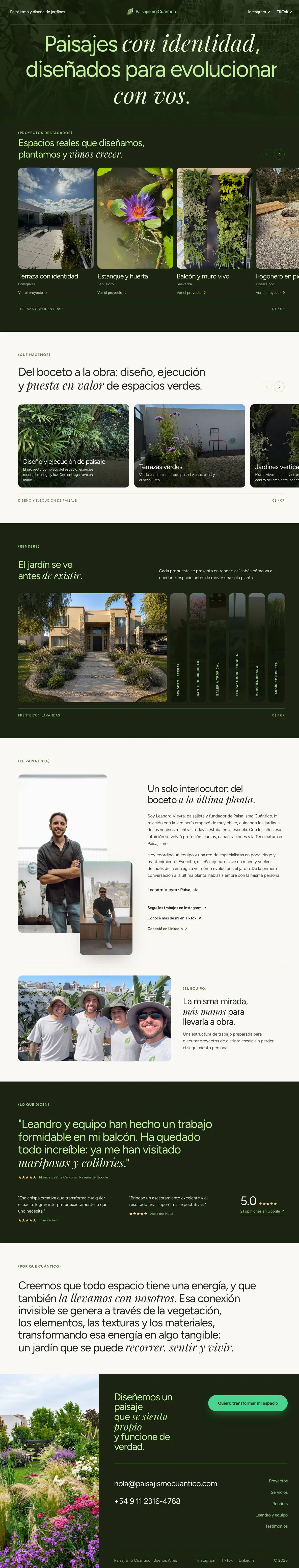 Paisajismo Cuántico, un sitio hecho por Luciano, en la computadora y en el celular